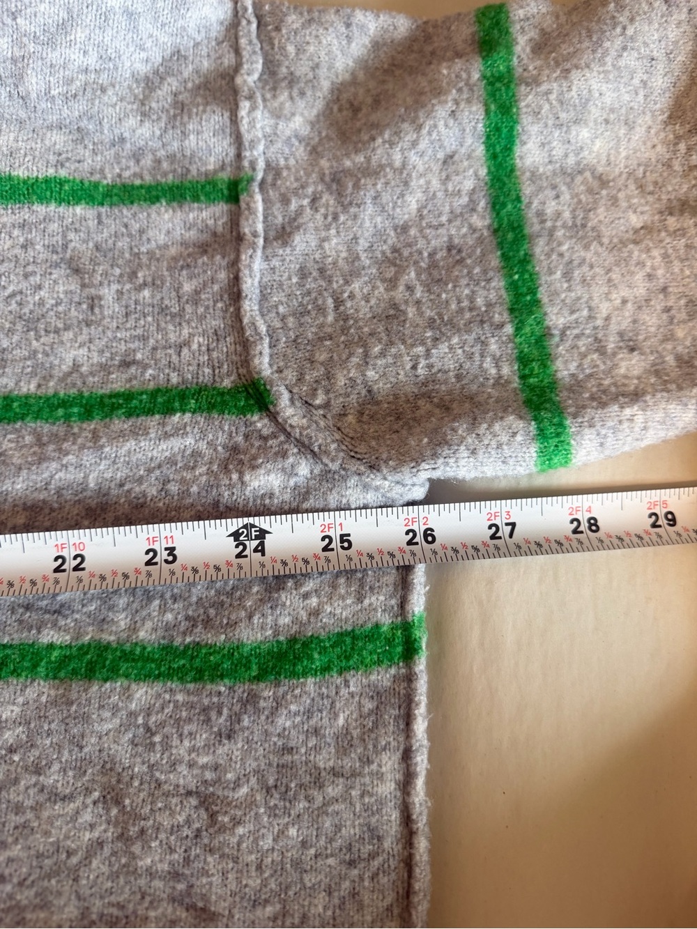 aerie Gray Crewneck Sweater with Green Stripes - Picture 5 of 6